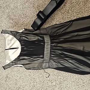 Size 0, White House Black Market, sheer black dress with white satin liner